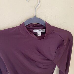 And Now This Purple Satin Mock Neck Bodysuit Size Small